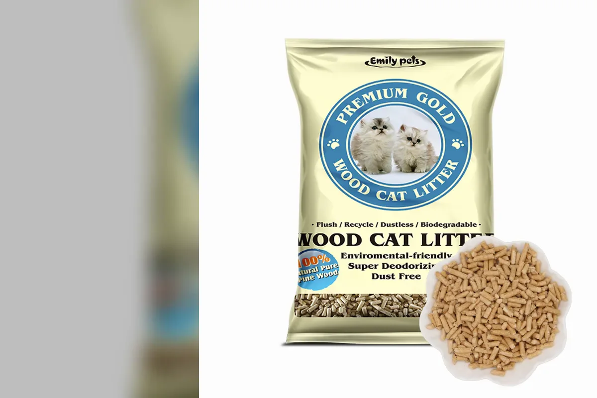 Official Emily pets Premium Gold wood cat litter package with pellets